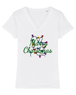Mesaj de Craciun : Marry Christmas - Verde Tricou mânecă scurtă guler V Damă Evoker