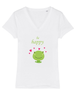 Tricou Be Happy Tricou mânecă scurtă guler V Damă Evoker