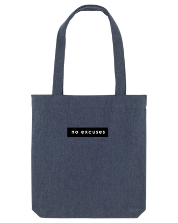 Tricou no excuses white Midnight Blue