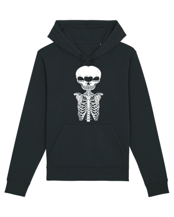 alien skull with ribs/white Black