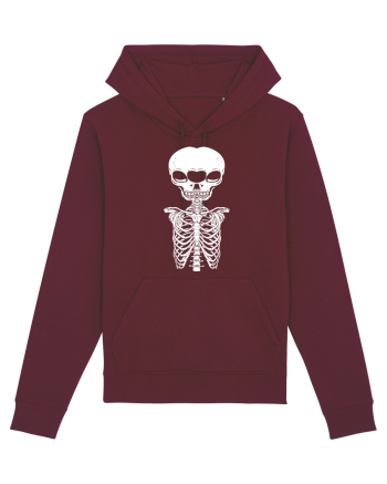 alien skull with ribs/white Burgundy