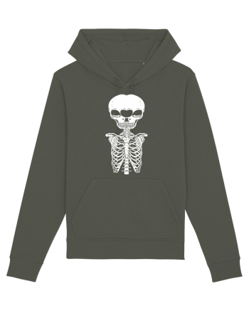 alien skull with ribs/white Khaki
