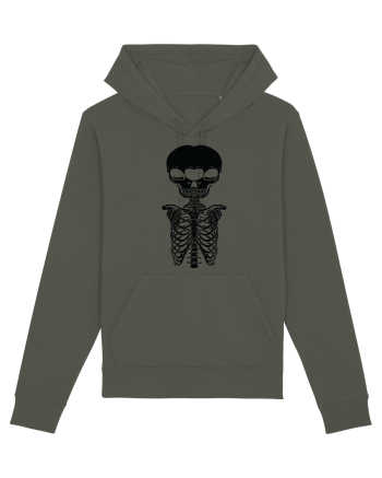 alien skull with ribs/balck Khaki