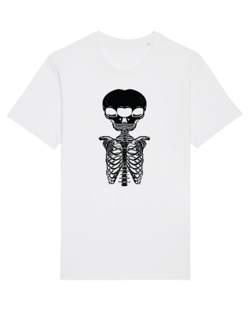 alien skull with ribs/balck White