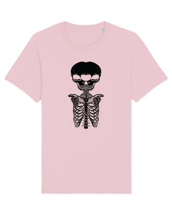 alien skull with ribs/balck Cotton Pink