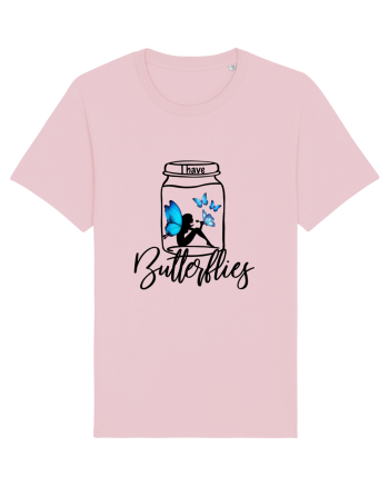 I Have Blue Butterflies Cotton Pink