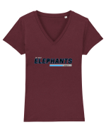 Vegan. Eat What Elephants Eat! Tricou mânecă scurtă guler V Damă Evoker