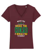 Când fumezi iarbâ Tricou mânecă scurtă guler V Damă Evoker