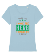 Când fumezi iarbâ Tricou mânecă scurtă guler larg fitted Damă Expresser