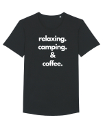Relaxing.Camping.Coffee Tricou mânecă scurtă guler larg Bărbat Skater