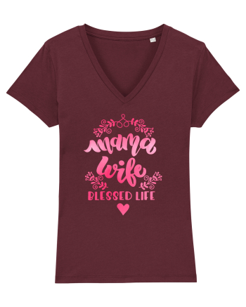 Mama Wife Blessed Life Burgundy