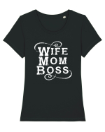 Wife Mom Boss Tricou mânecă scurtă guler larg fitted Damă Expresser