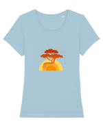 Copac la apus Tricou mânecă scurtă guler larg fitted Damă Expresser