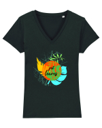 Frunze Tricou mânecă scurtă guler V Damă Evoker