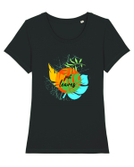 Frunze Tricou mânecă scurtă guler larg fitted Damă Expresser