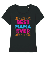 Best Mama Ever Retro Style Tricou mânecă scurtă guler larg fitted Damă Expresser