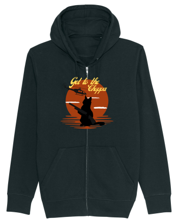 Get to the choppa Cat. Retro funny Cat Black