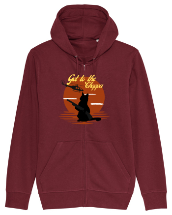 Get to the choppa Cat. Retro funny Cat Burgundy