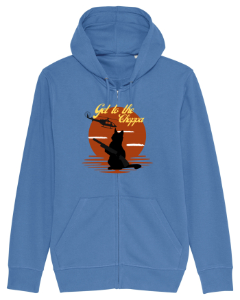 Get to the choppa Cat. Retro funny Cat Bright Blue