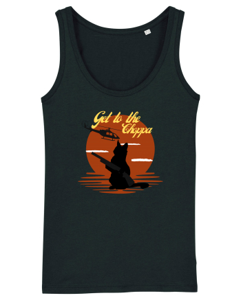 Get to the choppa Cat. Retro funny Cat Black