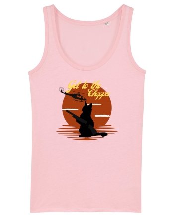 Get to the choppa Cat. Retro funny Cat Cotton Pink