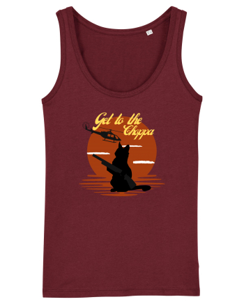 Get to the choppa Cat. Retro funny Cat Burgundy