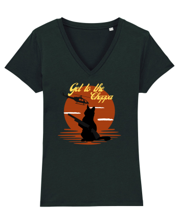 Get to the choppa Cat. Retro funny Cat Black