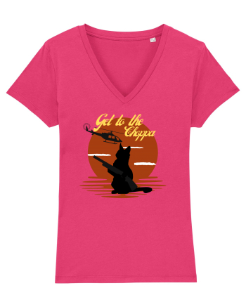 Get to the choppa Cat. Retro funny Cat Raspberry