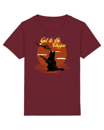 Get to the choppa Cat. Retro funny Cat Burgundy