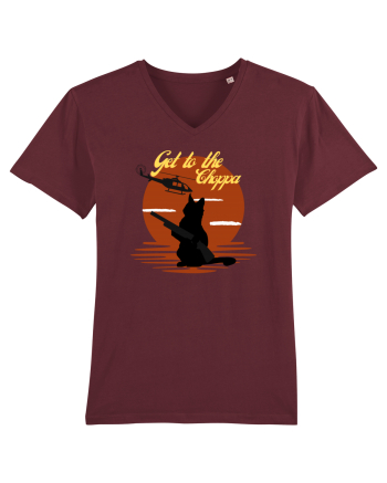 Get to the choppa Cat. Retro funny Cat Burgundy