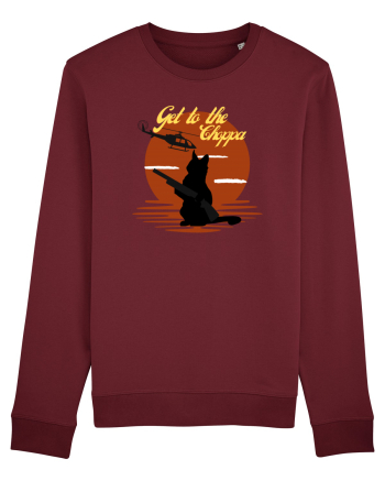 Get to the choppa Cat. Retro funny Cat Burgundy