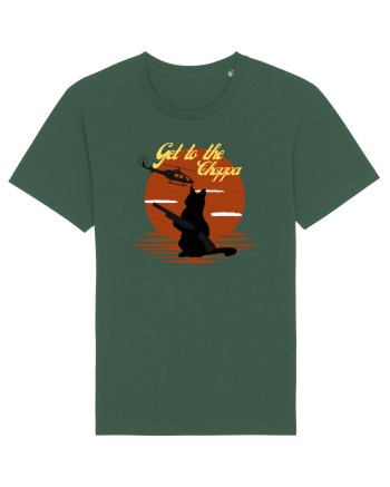 Get to the choppa Cat. Retro funny Cat Bottle Green
