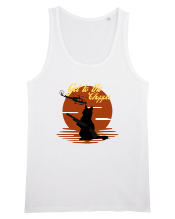 Get to the choppa Cat. Retro funny Cat White