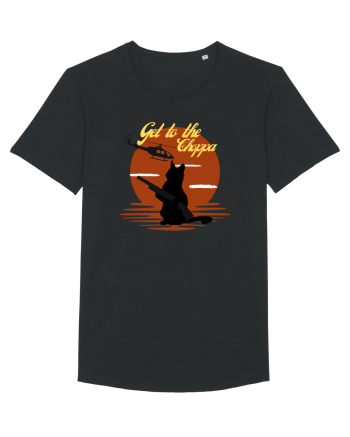 Get to the choppa Cat. Retro funny Cat Black