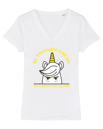 Funny unicorn joke. My Therapist told me to believe in myself White