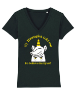 Funny unicorn joke. My Therapist told me to believe in myself Tricou mânecă scurtă guler V Damă Evoker