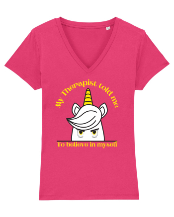 Funny unicorn joke. My Therapist told me to believe in myself Raspberry