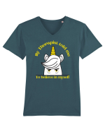 Funny unicorn joke. My Therapist told me to believe in myself Tricou mânecă scurtă guler V Bărbat Presenter