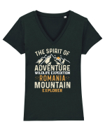 Adventure Romania Mountains Tricou mânecă scurtă guler V Damă Evoker