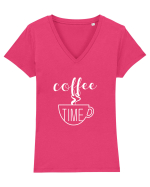 Cafeluta  Tricou mânecă scurtă guler V Damă Evoker