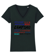 Vanlife, Camping Tricou mânecă scurtă guler V Damă Evoker