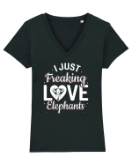I Just Freaking Love Elephants Tricou mânecă scurtă guler V Damă Evoker