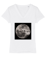 Fly me to the Moon Tricou mânecă scurtă guler V Damă Evoker