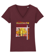 Forest Landscape Tricou mânecă scurtă guler V Damă Evoker
