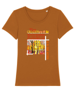 Forest Landscape Tricou mânecă scurtă guler larg fitted Damă Expresser
