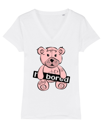 I'm Bored - Pink Teddy Bear White