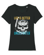 Life Is Better Underwater Tricou mânecă scurtă guler larg fitted Damă Expresser