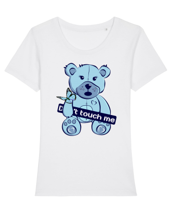 Don't Touch Me - Blue Teddy Bear White