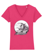 BEACH SHARK Monocrom 1 Tricou mânecă scurtă guler V Damă Evoker