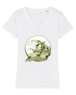 BEACH SHARK Monocrom 2 Tricou mânecă scurtă guler V Damă Evoker